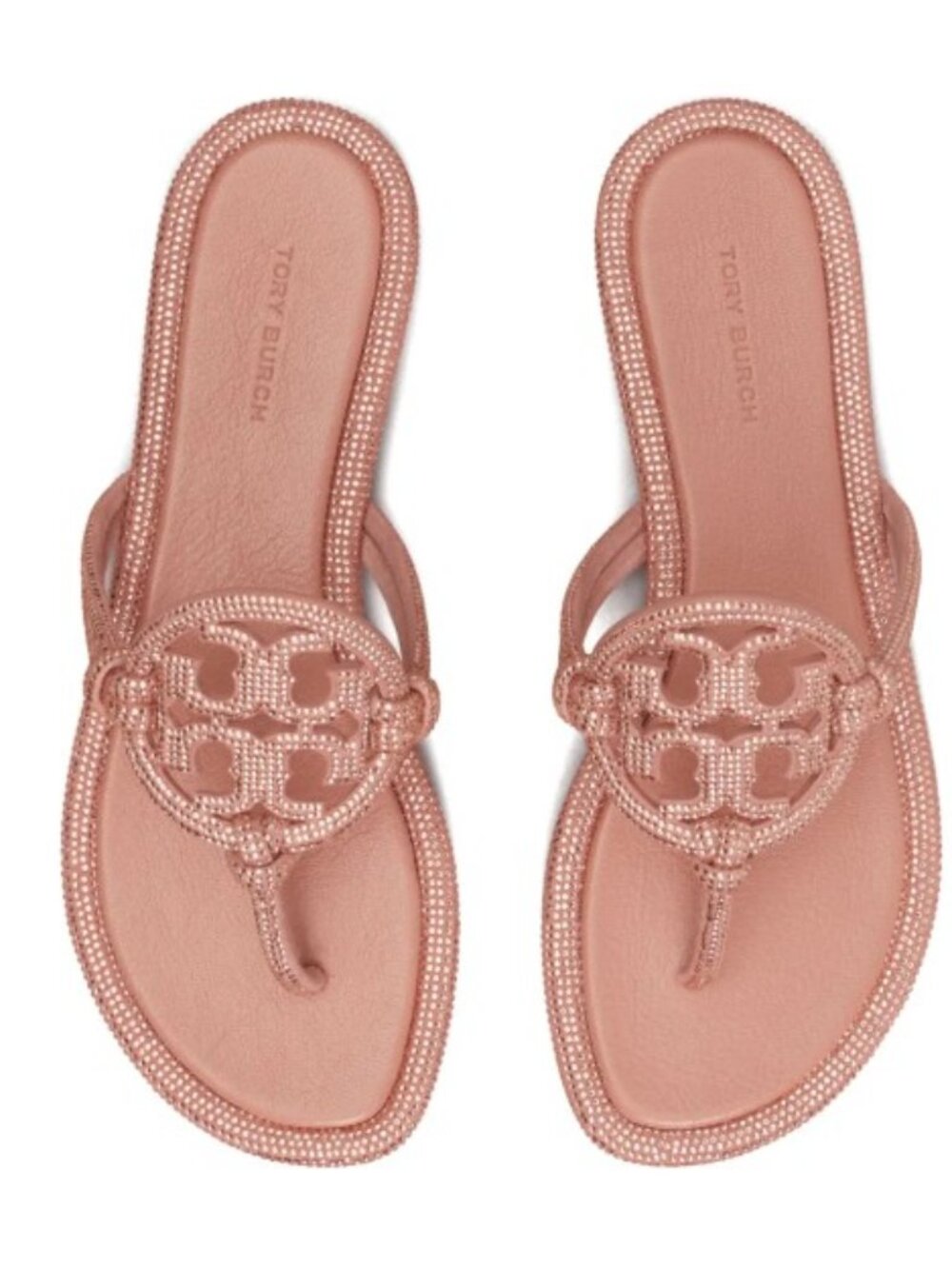 Tory Burch New Miller Knotted Pave Pink Crystal Sandals